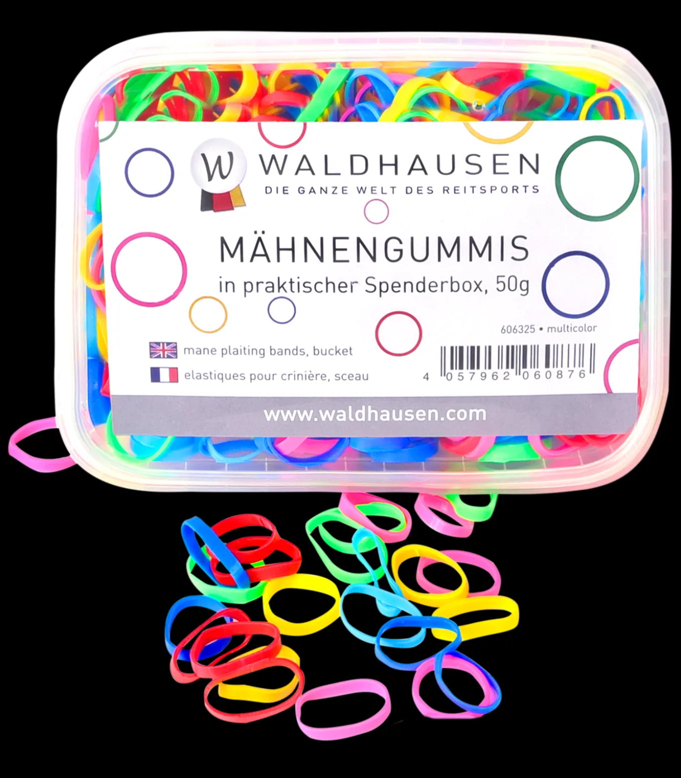 Mähnengummis in Spenderbox, extra breit, multicolor